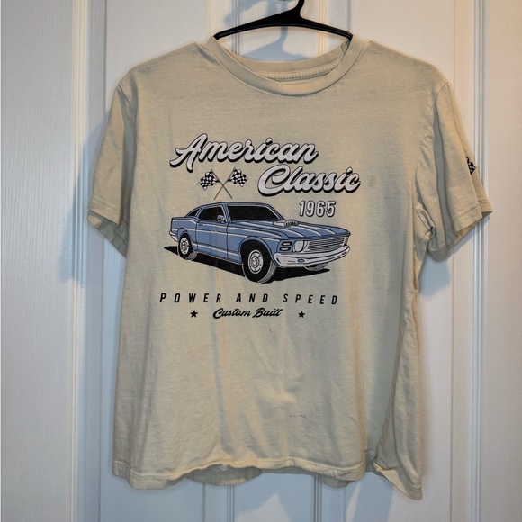 Eighty Eight Tops - Y2K Eighty Eight Beige American Classic Car Graphic Tee Size 14